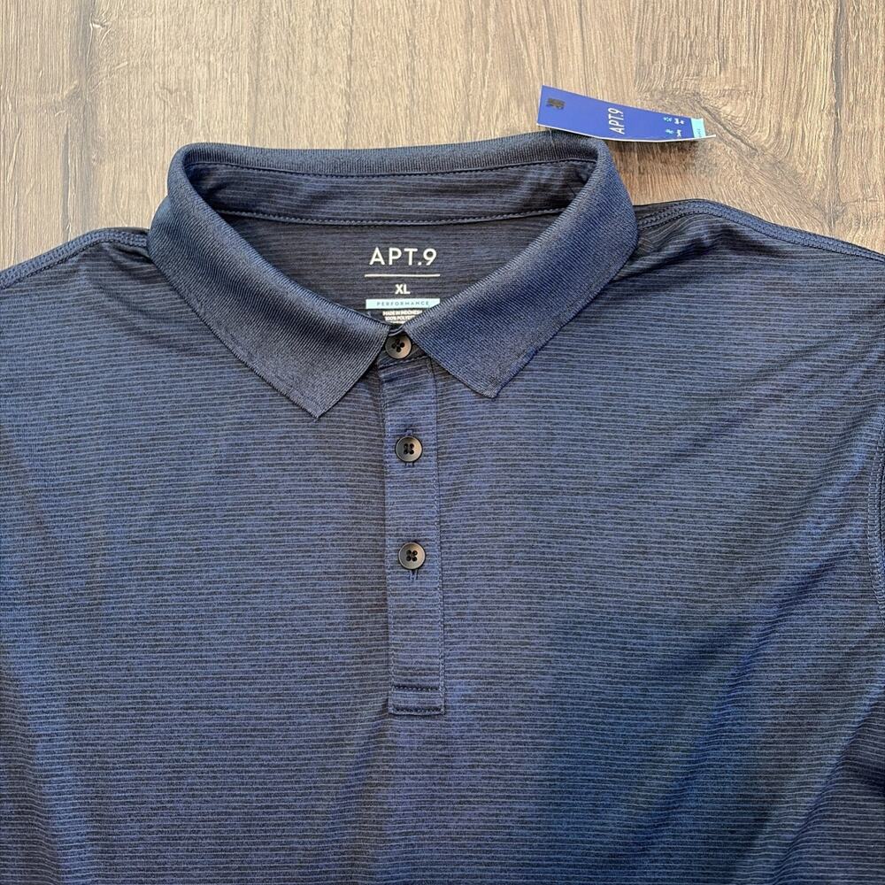 Golf Polo Shirt Mens XL Navy Blue Premier Flex Cotton Interlock Apt 9 - Picture 2 of 7